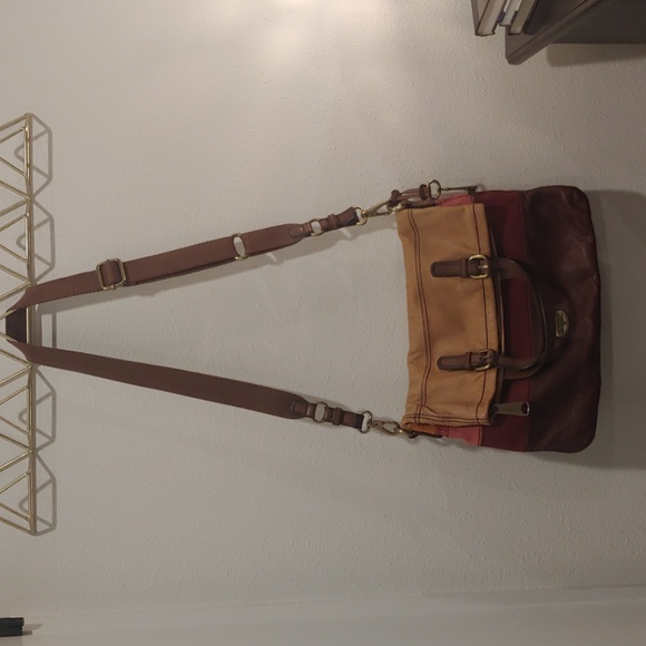 Fossil Explorer XL Bag Leather Multi Color Crossbody Folder Over Top - Picture 3 of 11